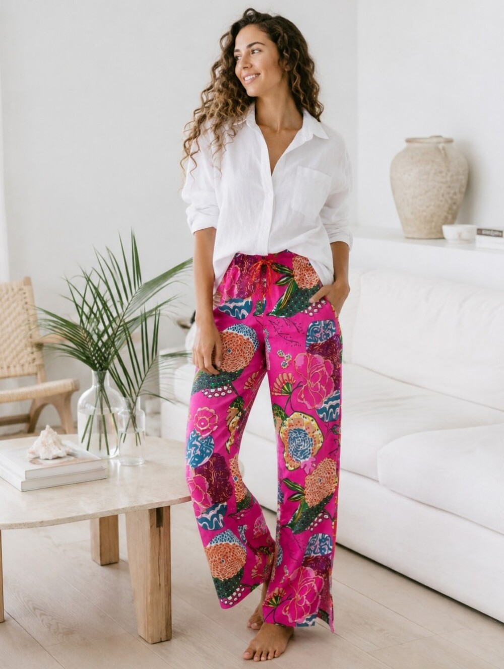 Fitzroy & Willa Pants Floral Soleil Azalea Print